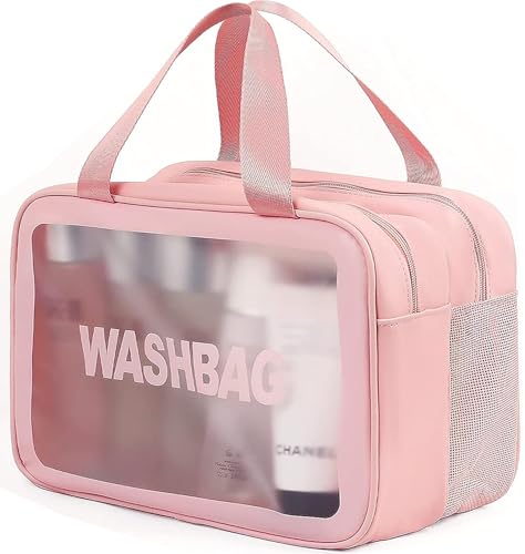 Q-WOOFF Kosmetiktasche,kulturtasche Damen,kulturbeutel Herren, Trocken- und Nasstrennung, tragbare wasserdichte Kulturtasche, Make-up-Tasche mit großer Kapazität, Aufbewahrungstasche (Rosa, L) Q-WOOFF Kosmetiktasche,kulturtasche Damen,kulturbeutel Herren, Trocken- und Nasstrennung, tragbare wasserdichte Kulturtasche, Make-up-Tasche mit großer Kapazität, Aufbewahrungstasche (Rosa, L)