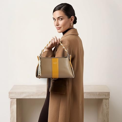 Image of EXOTIC Noire Twist Structured Handbag with Braided Handle & Multi-Compartment Design