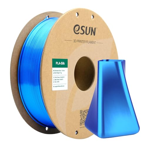 Image of eSUN Silk PLA Filament Blue Silky Shiny 3D Printing PLA Filament 1.75mm Dimensional Accuracy + /- 0.03mm, 1kg Carboard Spool (2.2lbs) 3D Printer Filament