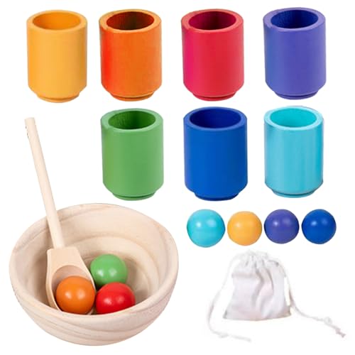 Jouets de tri de couleurs en bois de haute qualité avec bol et cuillère