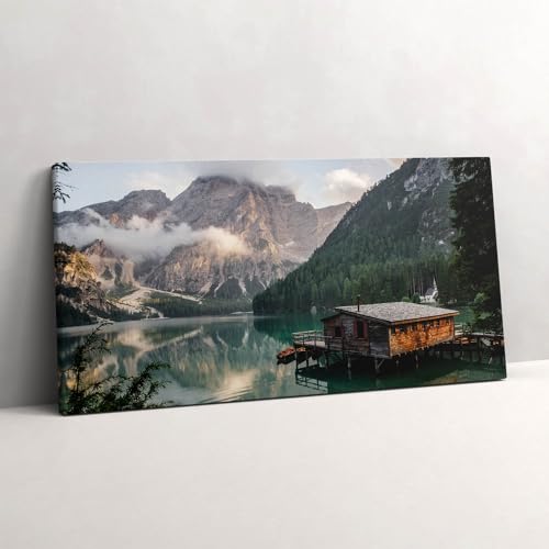 Image sur toile 120x60cm lac et montagne pour créer un salon cocooning d'inspiration chalet