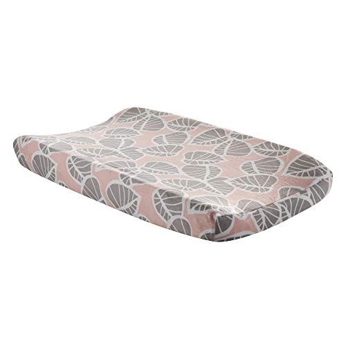 Image of Lambs & Ivy Calypso Pink/Taupe Leaf Print Baby Changing Pad Cover
