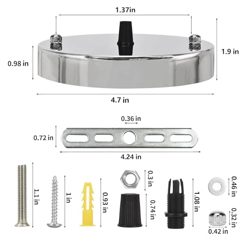 Image of Sangle Sopffy Pendant Light Canopy Kit, 4.7 Inches Ceiling Lighting Canopy Kit with All Mounting Hardware Modern Chandelier Ceiling Plate Cover for Pendant Lighting Fixtures (Silver, 4.7 inch)