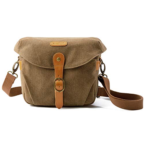 BAGSMART Camera Bag, SLR DSLR Canvas Crossbody Camera Case, Compact Camera Shoulder Bag with Rain Cover for Women and Men, Khaki by BAGSMART - Used condition - US$22.65