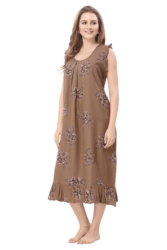 Image of Women's Viscose Blend Comfort Short Nighty with Side Pockets | Soft Printed Short Night Dress for Everyday Wear | Easy to Wear (CS5001)