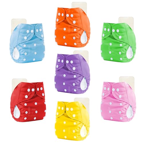 Image of Flere Reusable Baby Cotton Cloth Diapers - Adjustable & Washable with Insert Pads for 0-3 Years | Soft, Waterproof & Eco-Friendly (Multicolor, Pack of 5), 1 count