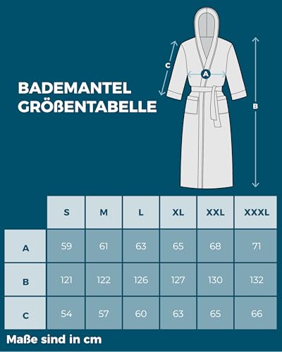 Twinzen Bademantel Herren 100% Baumwolle - Weich, Saugfähig, Aus Frottee, Oeko-Tex Zertifiziert - Dunkelgrau, Größe L