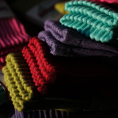 Image of DAUCO 4 Pairs 98% Cotton Socks for Men Women Crew Seamless Fall Slouchy Socks