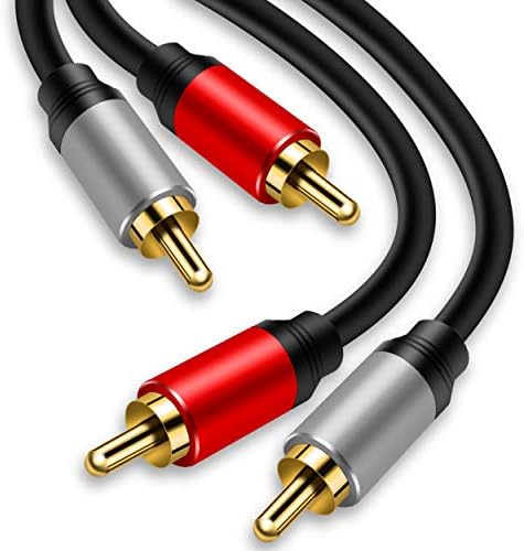 Tan QY 2RCA to 2RCA Audio Cable 12Ft-Gold Plated OFC for HDTV & Gaming