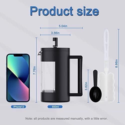 ACH- French Press Coffee Maker, Camping Plastic Glass French Coffee Press, Medium Size Tea and Frothed Milk Press (600ml)