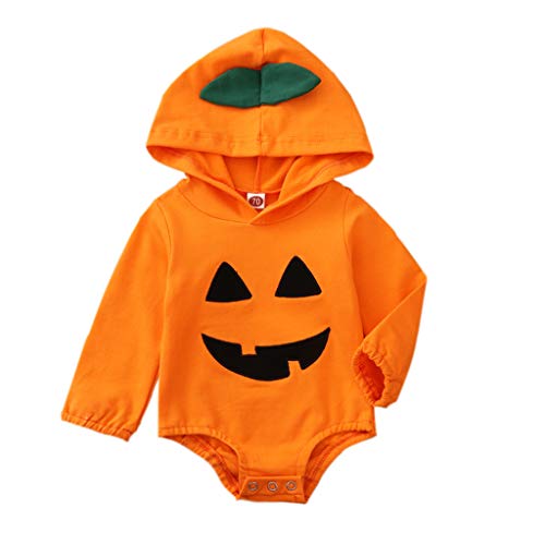 MINASAN Halloween Bébé Garçon Fille Tenues Citrouille Costume Orange Gilet Top + Chapeau + Chaussures de Salle Ensemble 3 Pièces, Orange13., 0-3 mois Cover