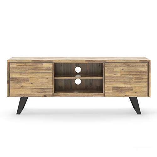 Simplihome Lowry Solid Acacia Wood 63 Inch Wide Modern Industrial Tv Media Stand In Distressed Golden Wheat For Tvs Up To 70 Inches, For The Living Room And Entertainment Center #TOP2