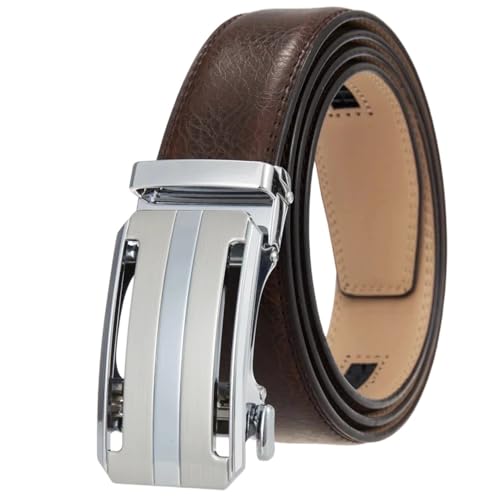 Men's 3.5Cm Wide Leather Belt With Ratchet Buckle For Formal And Casual Wear Aaaa 120cm