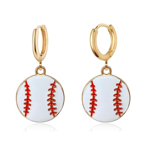 T-ztoss Baseball Rhinestone Drop Dangle Earrings Sports Jewelry for Women Idea Gifts (Hoop ball)