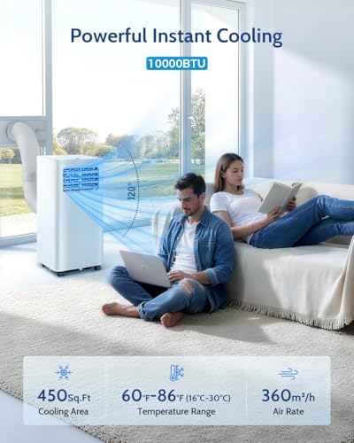 10,000 BTU Portable Air Conditioners - Cools 450 Sq.Ft, 3-in - Additional View
