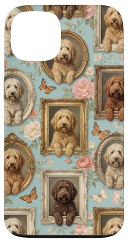 Goldendoodle Collage Vintage Golden Doodle Dogs Flower Case for iPhone 13