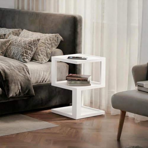 Small Side Table for Living Room, Modern End Table Nightstand for Bedroom, Wood 3-Tier Bedside Night Stand for Home Office Bathroom White by SNYTHX - Used condition - Image 6