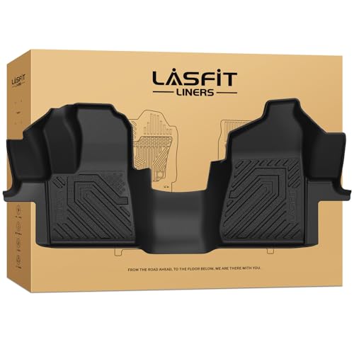 LASFIT Front Floor Mat for 2015-2021 Ford Transit 150/250/350/350HD Vinyl Floor Large Console(Not for Transit Connect Models) All Weather Protector TPE Car Floor Liner for Transit Vans Black