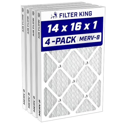 Filter King 14x16x1 Air Filter MERV 8, AC Furnace Filters (4-Pack)
