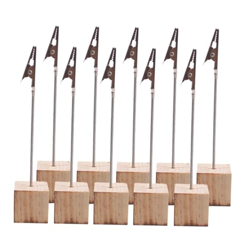 LEDMOMO 20個木製名刺クリップ メモスタンド 卓上カードホルダー 結婚式テーブルナンバーホルダー 名札 メッカード対応 店舗 パーティー用