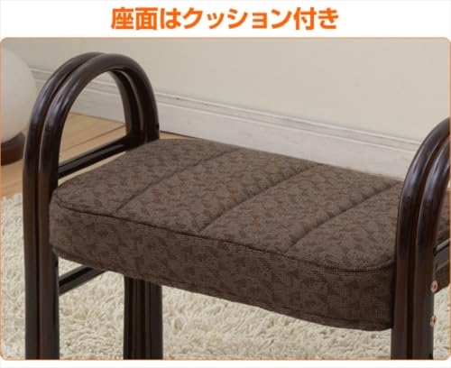 玄関ベンチ ラタン製 立ちあがりがラク 軽量 座面高さ3段階 幅52×奥行30×高さ50cm オットマン 玄関椅子 イス 組立品 ダークブラウン [4]