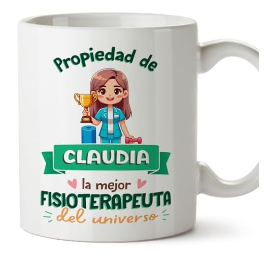 MUGFFINS Tazas Personalizadas para FISIOTERAPEUTA mujer - En Español - Propiedad de - 11 oz / 330 ml - Regalo Personalizable original y divertido