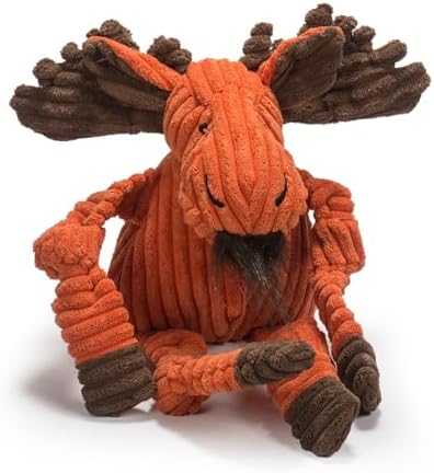 HuggleHounds Knotties Plush Dog Toys For Large Dogs For Aggressive Chewers – Squeaky Interactive Puppy Toys – Soft Yet Tough, Durable Stuffed Pet Chew Toy For All Breedss | Large Moose