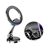 PROfezzion Magnetic Car Phone Mount, 2 x 180 Folding & Double 360 Rotating, Designed for iPhone 15/14/13/12 Series, 2023 Upgraded Super Magnets, 3M VHB Adhesive
