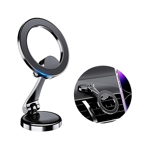 PROfezzion Magnetic Car Phone Mount, 2 x 180 Folding & Double 360 Rotating, Designed for iPhone 15/14/13/12 Series, 2023 Upgraded Super Magnets, 3M VHB Adhesive