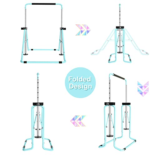 Gvolo Gymnastics Bars For Kids Adjustable Height Gymnastic Horizontal Bars With Protective Cover Expandable Junior Training Folding Bar For Home, Blue #TOP4