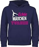 Kinder Hoodie Jungen Mädchen - Kinder Sport Kleidung - Echte Mädchen turnen - Geschenk Turnerin - 128 (7/8 Jahre) - Navy Blau - kind pullover kinderpullover hodi pulli pulovers huddis - JH001K
