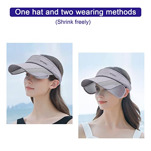 Miniatura 6 de Tagvo Mujer Visera, Verano Deportiva Ajustable Transpirable Protección Uv Viseras Visera De Mujer Con Borde Retráctil Para Mujeres Y Hombres Para Running Golf Baseball Tenís