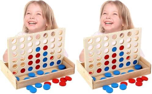 4 in a Row Wooden Board Game Foldable Line Up 4 Classic Family Toy Educational Toy for Kids and Family (Pack of 2) image 5