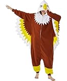 Oiziuzio Eagle Costume Adult Animal Fierce Hawk Onesie Pajamas Women Men Halloween Cosplay Sleepwear Costume Brown XL