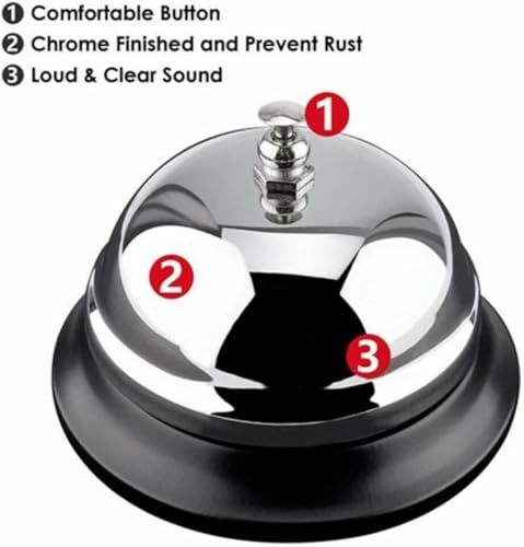 Image of 1Pcs Metal Office Bell Buzzer for Quiz Call Manual for Reception Desk Assistance, School, Church, Classroom, Hospital 8.5 x 5.5 cm