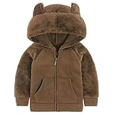  LIUONEXI Unisex Baby Jacke Fleece Bär Hoodies, Zip-up leichte Jacke warme Kleidung Sweatshirt Outwear mit Ohren
