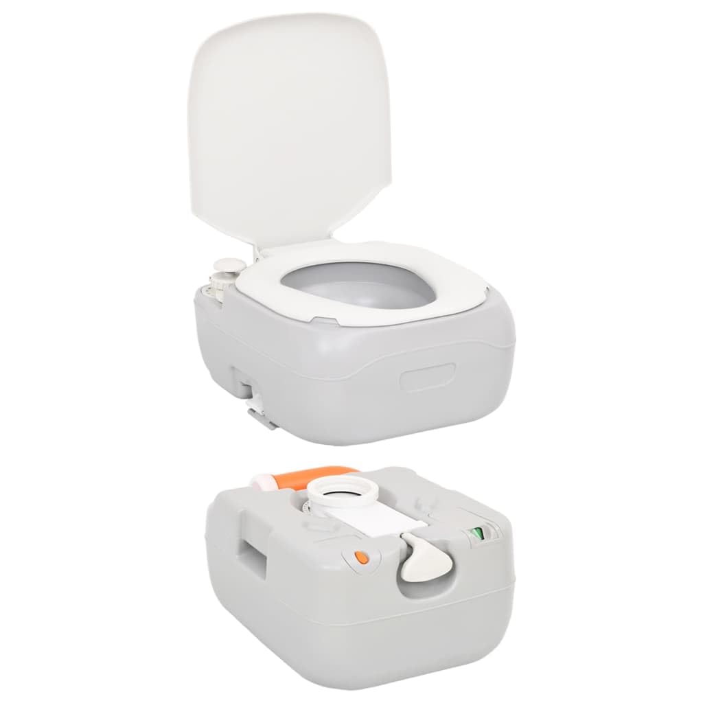 Générique Toilette de Camping Portable Gris et Blanc 22+12 L PEHD,Toilettes & douches Mobiles, Toilettes & dispositifs urinaires Mobiles,154405