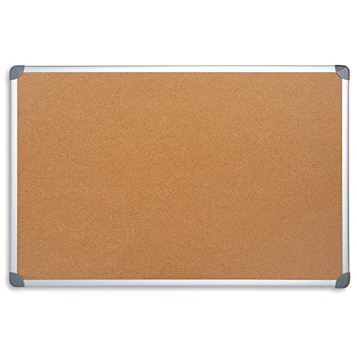 Blue Summit Supplies 24 Inch x 36 Inch Corkboard with Aluminum Frame, Bulletin Board with Included Push Pins for Office, Classroom, or Home, Mounting Hardware Included