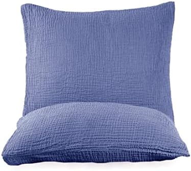 Soft King 4 and 8 Layer Gauze Rustic Bed Cover, Blue Soft Bedspread, Muslin Throw Blanket, Lightweight Blanket (Antique Blue, Only Two Pillowcase 20x30 Inches MTB001 4 layer Throw Blanket