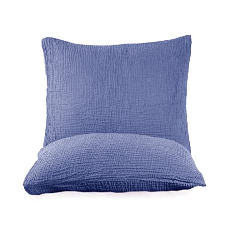 Soft King 4 And 8 Layer Gauze Rustic Bed Cover, Blue Soft Bedspread, Muslin Throw Blanket, Lightweight Blanket (Antique Blue, Only Two Pillowcase 20X30 Inches Mtb001 4 Layer Throw Blanket #TOP2