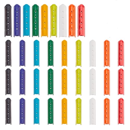 PH PandaHall 36PCS Têtes de pointe de lacet, 9 couleurs Capuchon d'extrémités de cordon de colonne en alliage Embouts d'aglet en métal de remplacement pour baskets Sweats à capuche Pantalon 23x5mm
