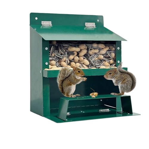 Picnic Table for Squirrels, Metal House Box Feeder 8.07x6.22x9.06 inches, Weatherproof Chipmunk Shelter, Winter Food Supply for Garden, Nature Observation, Animal Lover Decor