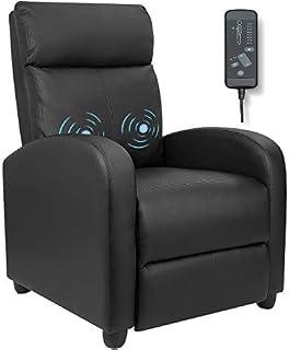 Furniwell Recliner Chair Massage Home Theater Seating Wing Back PU Leather Modern Single