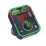 Trasmettitore FM Bluetooth per auto, adattatore radio wireless retroilluminato a LED con chiamate in vivavoce, caricabatterie rapido USB QC 3.0 + PD, supporta MP3/scheda TF/disco U di NQ STORE"