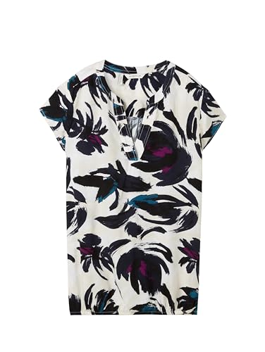 TOM TAILOR Damen Kurzarm-Bluse mit Muster , dark blue floral design, 36 – Ansicht 5