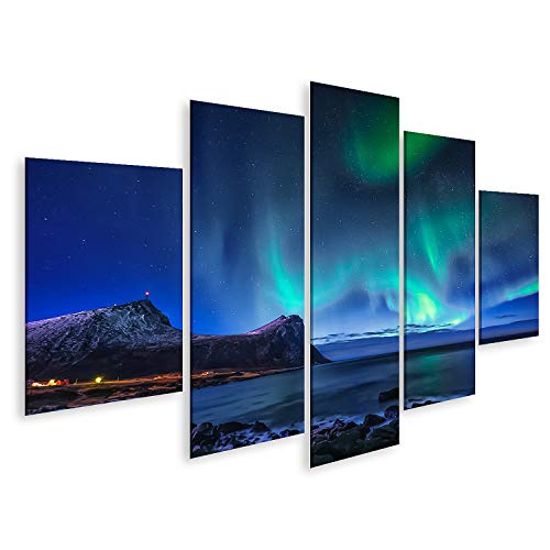 islandburner Cuadro en Lienzo Aurora Boreal Cielo Nocturno Noruega Norte Aurora Boreal Cielo Noruega Cuadros Modernos Decoracion Impresión Salon