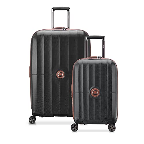 Delsey Paris St. Tropez Hardside Expandable Luggage With Spinner Wheels, Black, 2-Piece Set (21/28) #TOP6