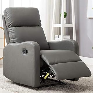 ANJ Leather Recliner Chair for Living Room Manual Reclining Padded Seat Contemporary Single