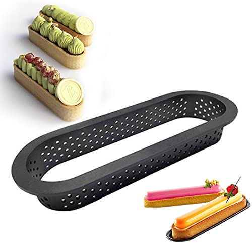 OADAA Molde de pastelería Ovalado con Anillo de Tarta, Material de PA, Anillo de Mousse de Pastel Perforado, Molde de Pastel Antiadherente para Hornear, círculos Cover