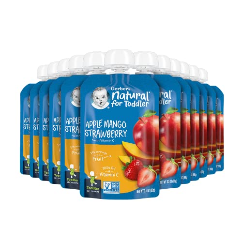 Gerber Baby Food Pouches, Toddler 12+ Months, Apple Mango Strawberry, 3.5 Ounce (Pack Of 12) #TOP24